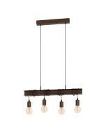 Φωτιστικό Κρεμαστό Τετράφωτο Ράγα L700xH1100mm 4xE27 Καφέ Αντικέ Eglo Townshend 4 43523 