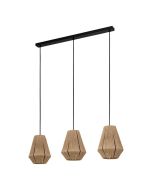 Φωτιστικό Κρεμαστό σε Ράγα  L900xH1100mm 3xE27 Φυσικό Νήμα-Μαύρο Eglo Alderney 43786