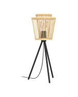 Φωτιστικό Επιτραπέζιο Τρίποδο Ø285xH570mm Αμπαζούρ Ø210mm 1xE27 Μπαμπού-Μαύρο Eglo Hykeham 43854