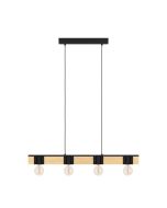 Φωτιστικό Κρεμαστό Τετράφωτο Ράγα L895xH1100mm 4xE27 Μέταλλο-Ξύλο Eglo Bailrigg 43902