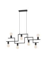 Φωτιστικό Κρεμαστό Επτάφωτο Ράγα L1005xH1100mm 7xE27 Μαύρο Μέταλλο Eglo Fembard 43365