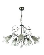 InLight Κρεμαστό φωτιστικό από χρώμιο μέταλλο κρύσταλλα και λευκό γυαλί 5XE14 D:60cm 5300-5-CH