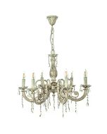 InLight Κρεμαστό φωτιστικό από μέταλλο σε μπεζ πατίνα και κρύσταλλα 6XE14 D:60cm 5303-6