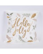 ΜΑΞΙΛΑΡΙ ΛΕΥΚΟ, ΜΕ ΧΡΥΣΗ ΕΠΙΓΡΑΦΗ HOLLY JOLLY, 45x45cm Eurolamp 600-46024