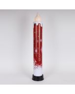 ΚΕΡΙ ΦΩΤΙΖΟΜΕΝΟ 14x82cm, ΚΟΚΚΙΝΟ ME XIΟΝΟΝΙΦΑΔΕΣ, ΜΕ ΚΙΝΗΣΗ ΣΤΗ ΦΛΟΓΑ, ΜΠΑΤΑΡΙΑΣ 3xAA, TIMER, 6 ΘΕΡΜΑ ΛΕΥΚΑ LED, IP44 Eurolamp 600-47237