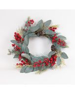 ΣΤΕΦΑΝΙ ΜΕ ΛΕΥΚΑ ΠΕΡΛΕ BERRIES, 48cm Eurolamp 600-47981
