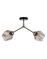 InLight Κρεμαστό φωτιστικό από μαύρο μέταλλο και φιμέ γυαλί 2XE27 D:60cm 6129-2-ΝΜ