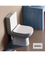 Λεκάνη Χαμηλής Πίεσης VELA με ενσωματωμένο Μπιντέ και κάλυμμα Slim Soft Close 9001SC, Serel White 6716B00SC-300