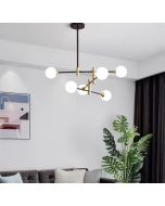 SE21-HA-6 HARUTO BLACK AND GOLD PENDANT OPAL 70x70x60cm E27x6 MAX60W IP20 2 YEARS WARRANTY HOMELIGHTING 77-50613