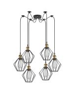 SE21-BR-10-BL6-GR1 MAGNUM Bronze Metal Pendant Black Metal Grid with Black Fabric Cable+ HOMELIGHTING 77-8704