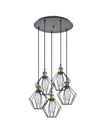 SE21-BR-10-5BL-GR1 MAGNUM Bronze Metal Pendant Black Metal Grid with Black Fabric Cable+ HOMELIGHTING 77-8708
