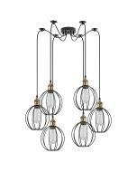SE21-BR-10-BL6-GR2 MAGNUM Bronze Metal Pendant Black Metal Grid with Black Fabric Cable+ HOMELIGHTING 77-8711