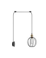 SE21-BR-10-BL1W-GR2 MAGNUM Bronze Metal Wall Lamp with Black Fabric Cable and Metal Grid+ HOMELIGHTING 77-8887