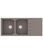 Νεροχύτης Κουζίνας Δύο Γούρνες & Ποδιά 116x50cm Ένθετος ερμάριο 80cm Sanitec Ultra Granite 800-34-Sienna