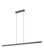 Φωτιστικό Κρεμαστό Ράγα L1260xB35xH1100mm Led 22w 2500lm Warm White Μέταλλο Γκρι-Ξύλο Eglo Lisciana 900175