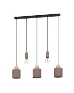 Φωτιστικό Κρεμαστό Πεντάφωτο σε Ράγα L910xB150xH1100mm 5xΕ27 Απόχρωση Μόκα-Άμμου Eglo Gazzola 900346 