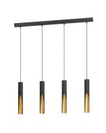 Κρεμαστό Φωτιστικό Ράγα 92,5xH110cm Τετράφωτο 4xGU10 3000K 345lm Μαύρο-Χρυσό Eglo Barbotto 900873