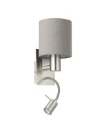 Φωτιστικό Απλίκα  1xE27+Led 1x3,8w Warm White 320lm L150xA195xH380mm Νίκελ Ματ- Ύφασμα Γκρι Eglο Pasteri 96479