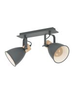 Σποτ Δίφωτο 480xH240mm 2xE27  Μέταλλο Ανθρακί -Ξύλο Eglo Coswarth 99075
