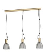 Φωτιστικό Κρεμαστό Τρίφωτο σε Ράγα L1125x1100mm 3xΕ27 Μαύρο-Μπρονζέ-Γυαλί Eglo Lebalio 99314