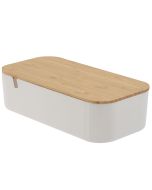 Κουτί Αποθήκευσης PS/Bamboo με Καθρέπτη 26x13x7cm White/Natural MRShome  DF-0055000