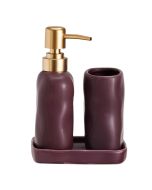 Σετ Μπάνιου Stoneware 3 Τεμαχίων Aubergine 7428U MRShome DF-0093001