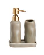 Σετ Μπάνιου Stoneware 3 Τεμαχίων Sand 7530U MRShome  DF-0093004
