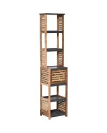 Έπιπλο MDF/Ακακία με 1 Ντουλαπάκι και 5 Ράφια Αποθήκευσης Γκρι/Καφέ 38.5x30x170cm MRShome  DS-1178000