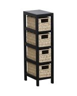 Συρταριέρα MDF με 4 Συρτάρια 17x24x65cm Μπεζ/Μαύρο MRShome DS-1234000