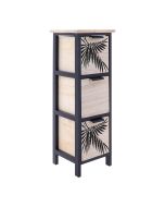 Συρταριέρα MDF με 3 Συρτάρια 25x25x77cm Μπεζ/Μαύρη με Σχέδιο MRShome DS-1340000