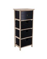 Έπιπλο MDF με 1 Ράφι και 3 Συρτάρια 37.5x27.5x86cm Μαύρο MRShome  DS-2215000