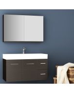 Orabella Amabile 100 με δύο Πόρτες - Κρεμαστό Έπιπλο Μπάνιου με πορσελάνινο νιπτήρα Tecla και καθρέπτη Infinity 100 F60164-70146-70109-60164