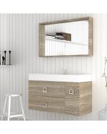 Orabella Touch 101 με μια Πόρτα και δύο Συρτάρια - Κρεμαστό Έπιπλο Μπάνιου με πορσελάνινο νιπτήρα Tecla και καθρέπτη Infinity 100 F60168-70156-70109-60168