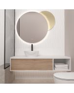 Orabella Drawer with shelf 140 double - Κρεμαστό Έπιπλο Μπάνιου με λευκή ματ επικάλυψη και βάση με συρτάρι από μελαμίνη δικής σας επιλογής (χωρίς καθρέπτη και νιπτήρα) F70210-70231,W-140
