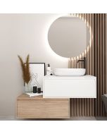 Orabella Drawer asymmetrical 80 - Κρεμαστό Έπιπλο Μπάνιου με λευκή ματ επικάλυψη και βάση με συρτάρια από MDF super matt δικής σας επιλογής (χωρίς καθρέπτη και νιπτήρα) F70216-70214,W-80