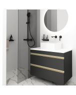 Orabella Vision 60 - Κρεμαστό Έπιπλο Μπάνιου με λευκή ματ επικάλυψη και βάση με συρτάρια από MDF super matt δικής σας επιλογής (χωρίς καθρέπτη και νιπτήρα) F70238-70238,W-60