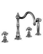 Horus Montmartre Classic Collection - 3-hole Kitchen Mixer with Deck Side Handspray / No Waste - Polished Nickel 07.124-NB