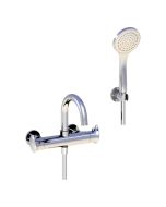 Horus Canopée Contemporary Collection - Complete Set Exposed Thermostatic Wall Bathshower Mixer - Satin Brass 60.714-LS