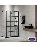 Διαχωριστικό κρύσταλλο ντουζιέρας IWIS Walk-in 90 ρυθμιζόμενo από 87 έως 89εκ., Devon Clean Glass Decor Black Matt IW90DC-400