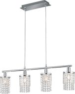 Φωτιστικό Κρεμαστό σε Ράγα 80xΥ150εκ. Τετράφωτο 4xE14 Μέταλλο Χρωμέ-Διάφανο Γυαλί Trio RL Posh R30764006