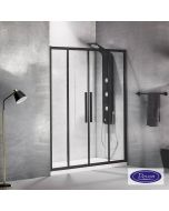 Συρόμενη διπλή πόρτα καμπίνας ντουζιέρας Flow 180 ύψους 195εκ.  ρυθμιζόμενη από 177 έως 181εκ. Devon Clean Glass Black Matt SL2F180C-400
