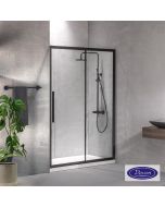 Συρόμενη πόρτα καμπίνας ντουζιέρας Flow 110 ύψους 195εκ.  ρυθμιζόμενη από 107 έως 111εκ. Devon Clean Glass Black Matt SLF110C-400