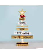 "WOODEN CHRISTMAS TREE" 10 MINI LED WW Λ/ΚΙΑ ΜΠ/ΡΙΕΣ (2AA) IP20 22.5X5X38CM ACA X05121120