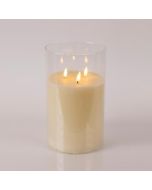 ΚΕΡΙ ΜΠΑΤΑΡΙΑΣ, ΜΕ 3 ΦΛΟΓΕΣ ΚΑΙ ΓΥΑΛΙ, ΙΒΟΥΑΡ, ΜΕ ΧΡΟΝΟΔΙΑΚΟΠΤΗ, 15x25cm Eurolamp 147-15136