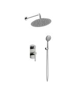 Orabella Elegance - Showerset εντοιχισμού με Μπαταρία λουτρού, εντοιχισμού 2 σημείων, κεφαλή Φ250 με βραχίονα και τηλέφωνο ντουζ με σπιράλ και επιτοίχειο στήριγμα 10269