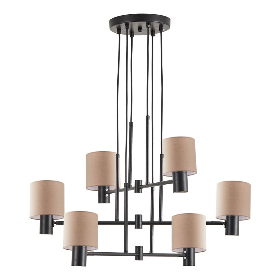SE21-BL-100-SH3 ADEPT PENDANT Black Metal Pendant Brown Shade+ HOMELIGHTING 77-8872