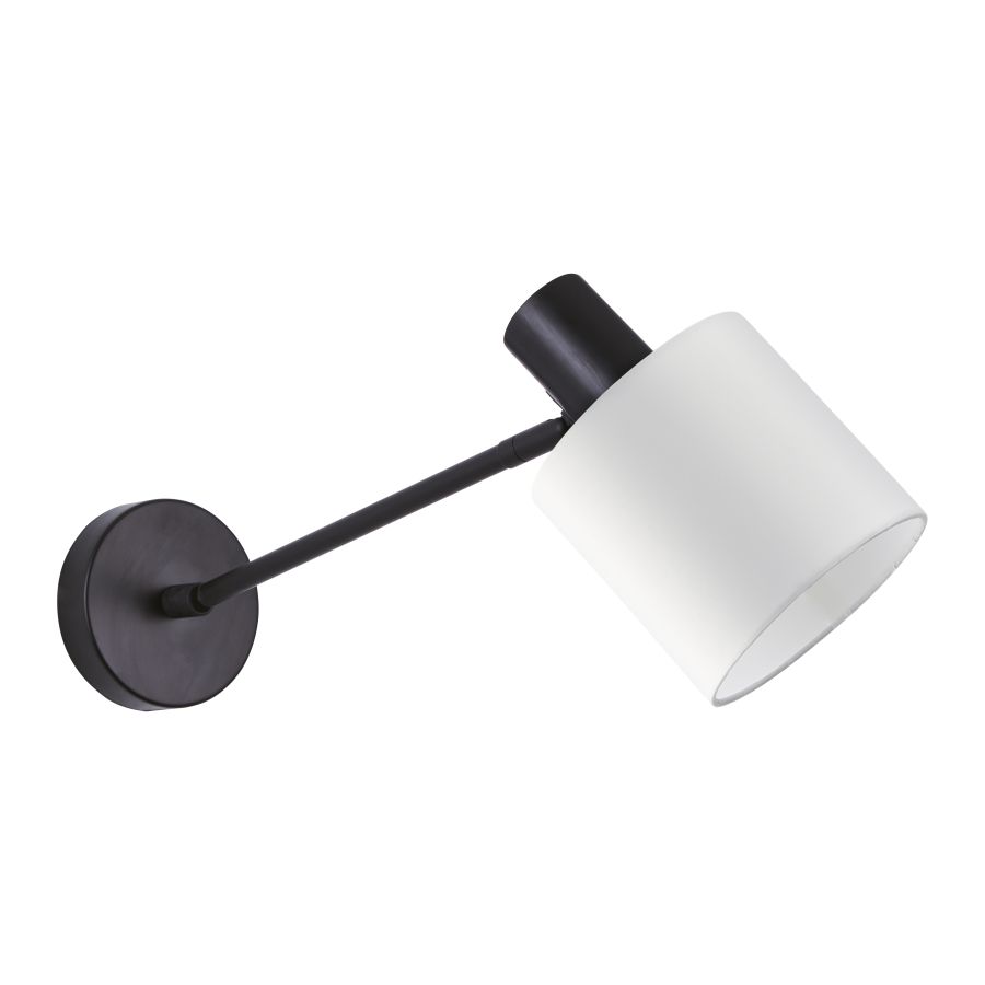 SE21-BL-22-SH1 ADEPT BLACK WALL LAMP WHITE SHADE+ HOMELIGHTING 77-8319