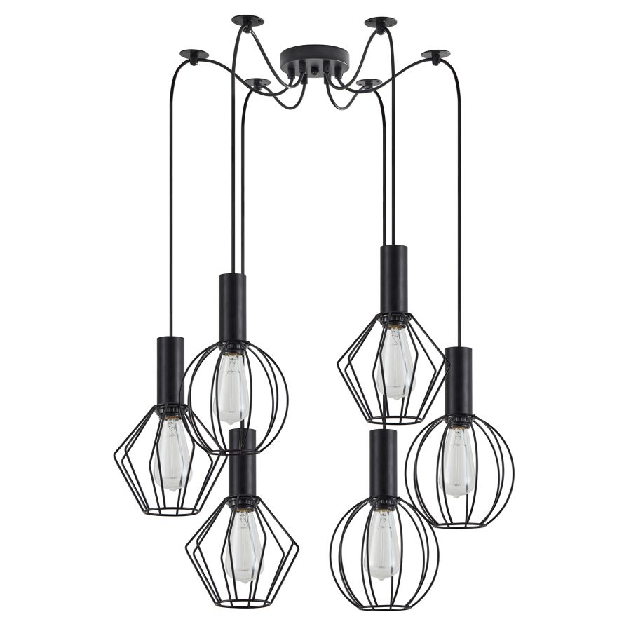 SE21-BL-4-BL6-GR12 ADEPT FLEX Black Pendant Black Metal Grid+ HOMELIGHTING 77-8908