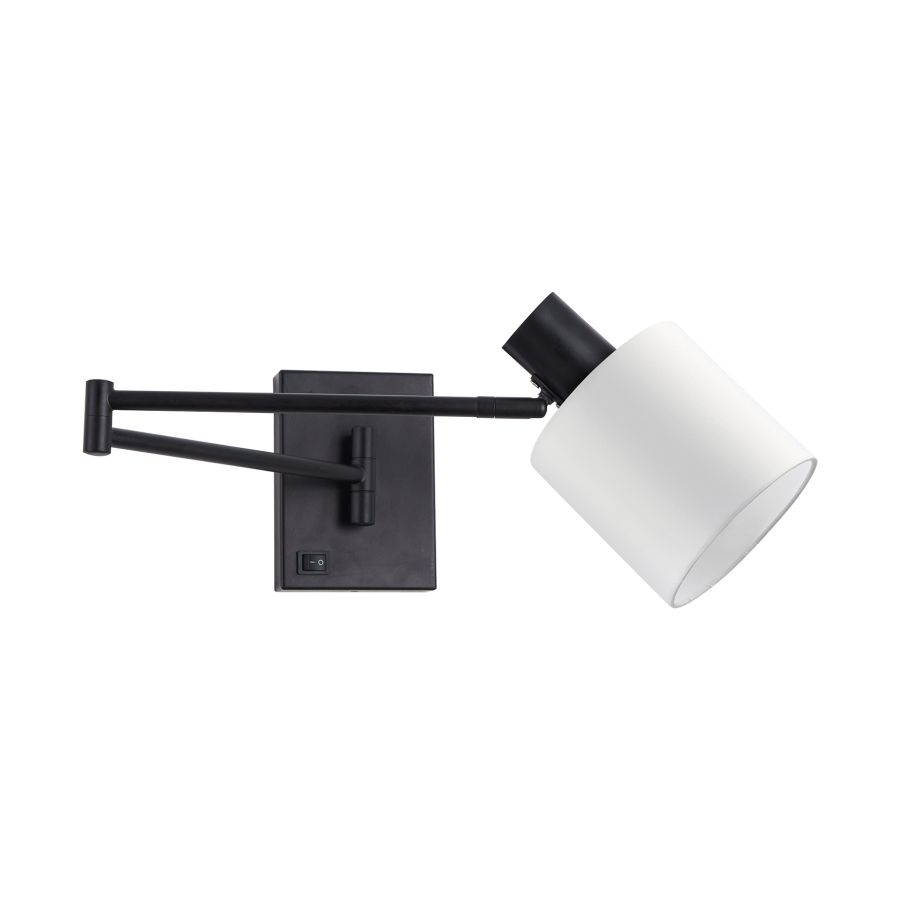 SE21-BL-52-SH1 ADEPT WALL LAMP Black Wall Lamp with Switcher and White Shade+ HOMELIGHTING 77-8379