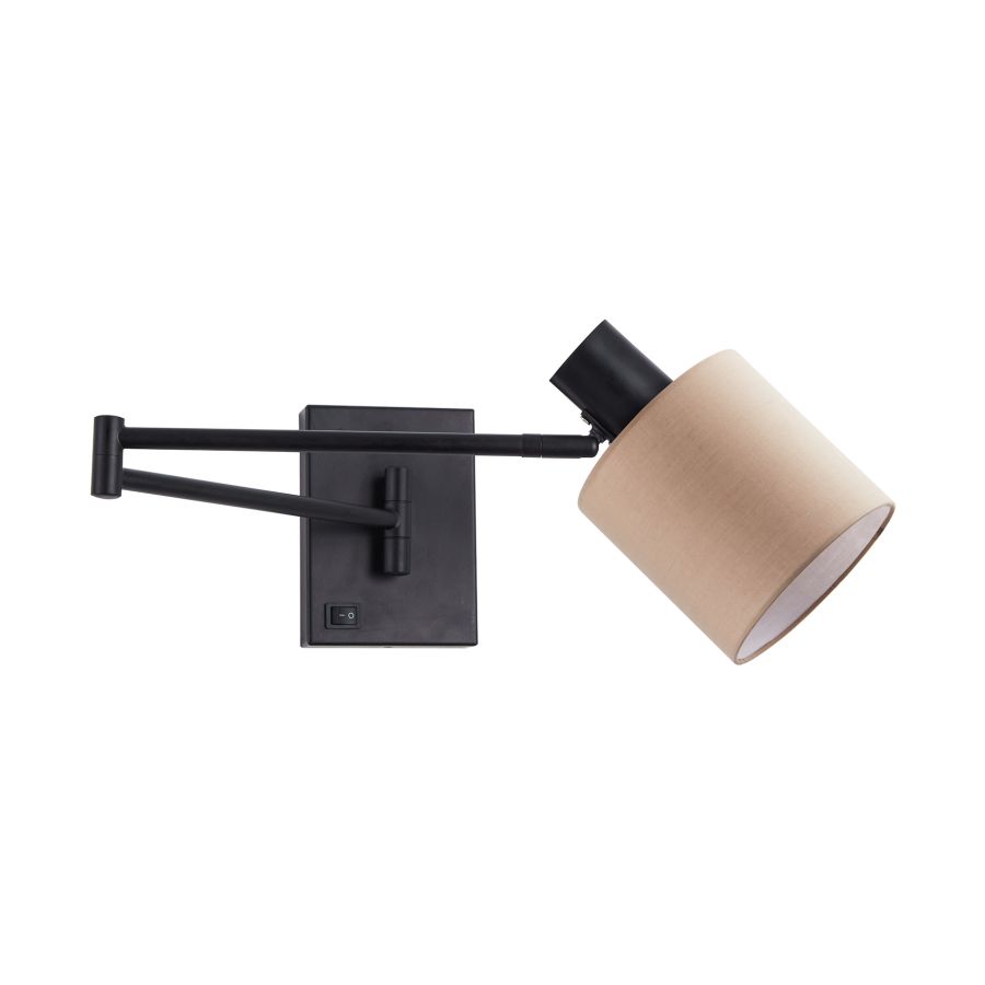 SE21-BL-52-SH3 ADEPT WALL LAMP Black Wall Lamp with Switcher and Brown Shade+ HOMELIGHTING 77-8874